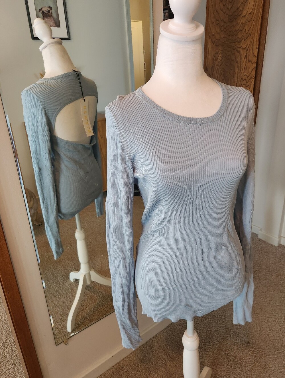 (2 For $50) Remain Birger Christensen Basel Open Back Top Ashley Blue